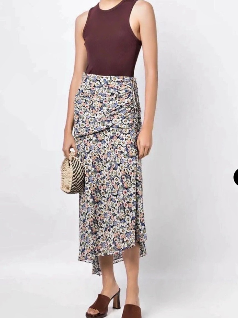 Veronica Beard Lucien Floral-Print Skirt Blue & White